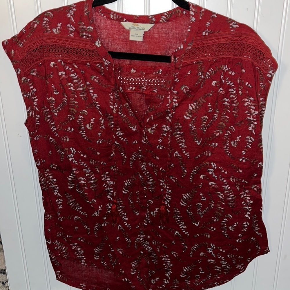 Bob Timberlake sleeveless red floral top size XS (oversized)